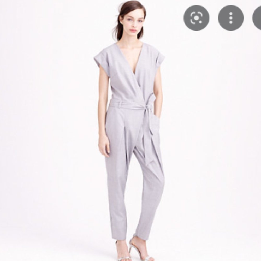 JCREW Collection tropical wool jumpsuit Heather Grey women's Size 10